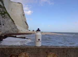 A Bark Lake water bottle visiting the White Cliffs of Dover